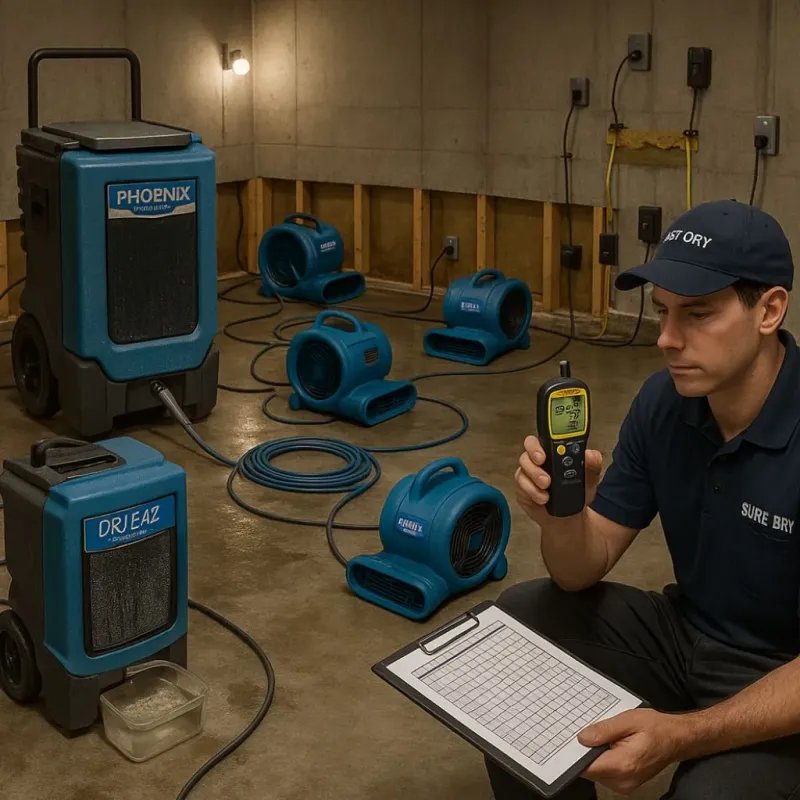 Structural Drying and Dehumidification process in Mason, TX